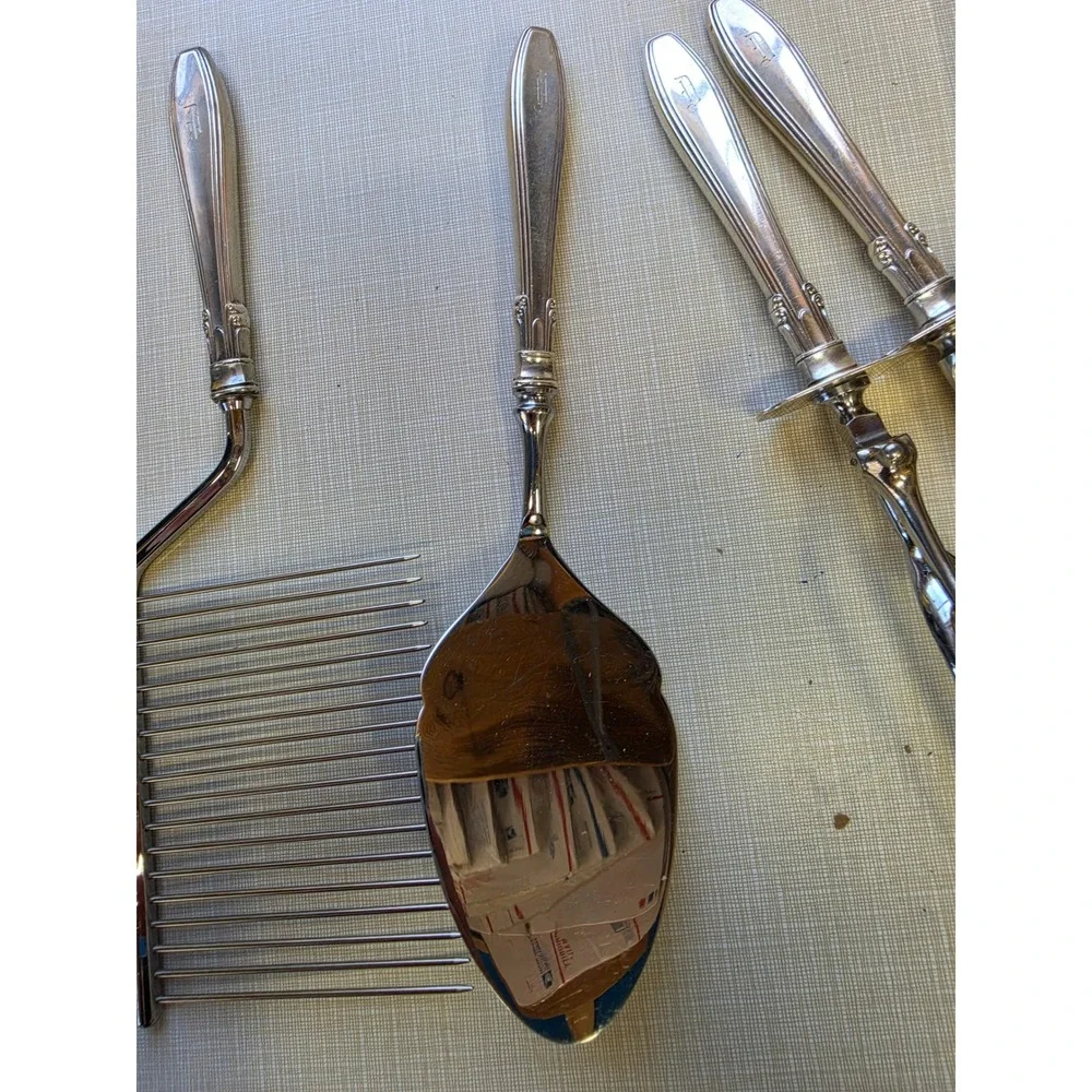Vintage Schneider-Toledo 5pc Serving Set Silver Plate Monogram D Patented